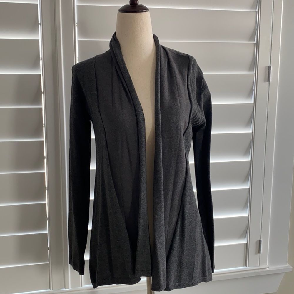 Zara Knit open front grey gray cardigan high low sweater sz S Small
